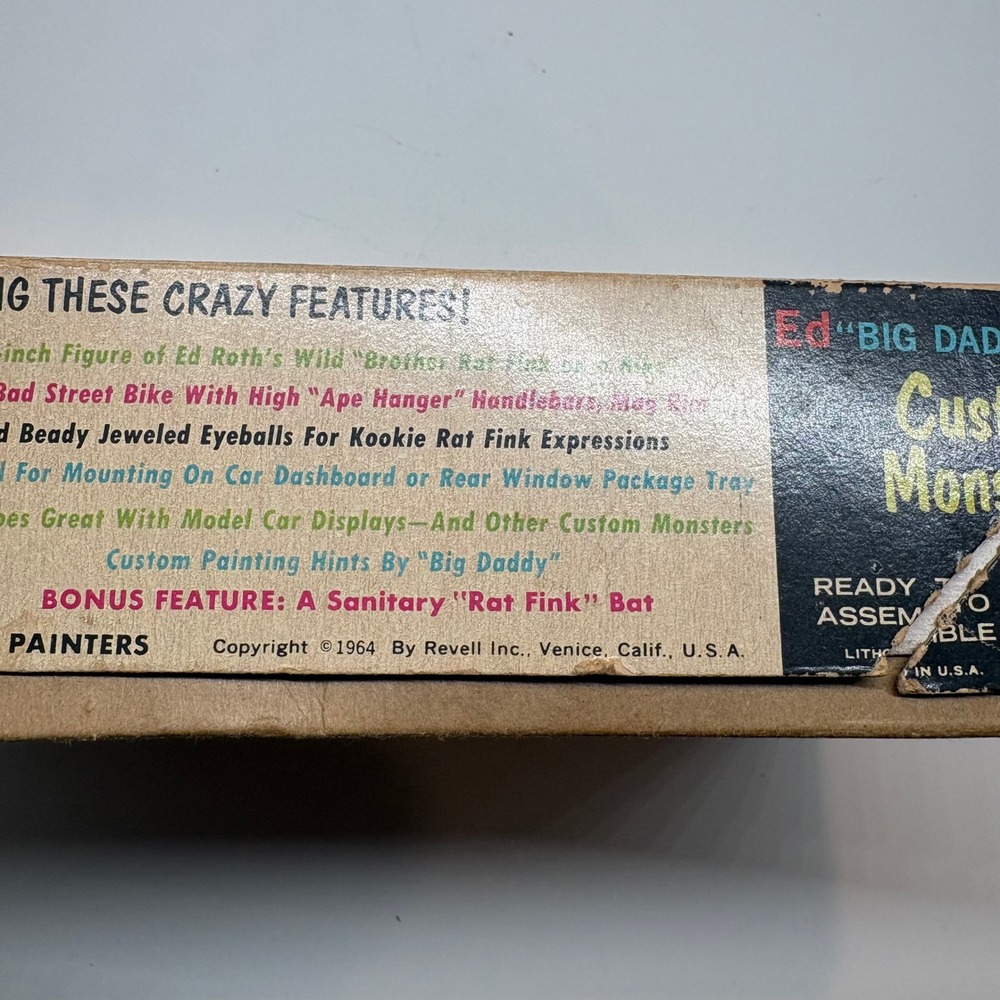 Vintage 1964 Ed Big Daddy Roth Revell Brother Rat Fink Box Manual Only - Picture 9 of 16
